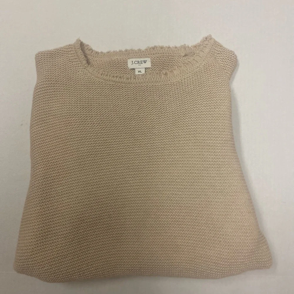J. Crew Classic Beige Wool Blend Crew Neck Chunky Sweater Size XL
